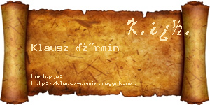 Klausz Ármin névjegykártya